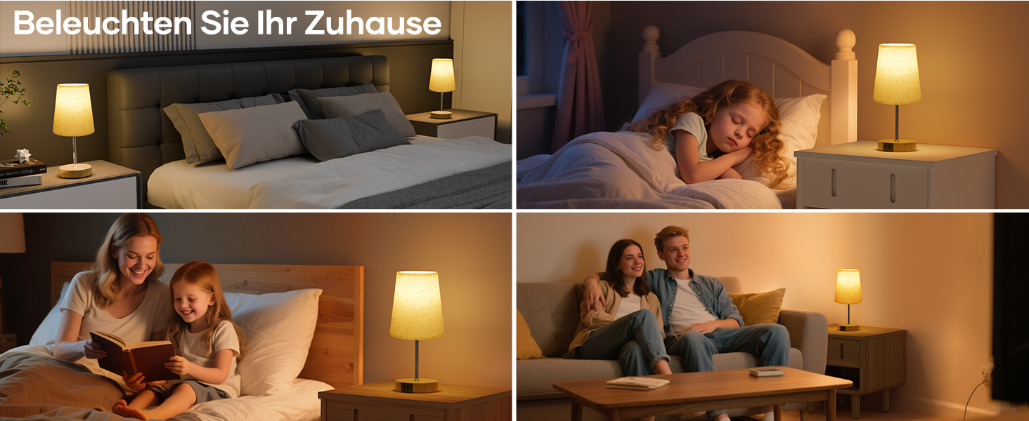 Нічна лампа Suright з торшером з льону, USB-портами A+C, регулюванням яскравості, дерев'яною основою, для спальні/вітальні (LED-лампочка в комплекті), Бежева