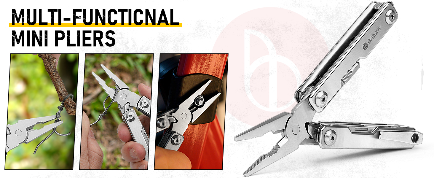Мультитул BIBURY Mini 10-в-1: кусачки, пінцет, склобій, інструмент для кемпінгу та відпочинку на природі