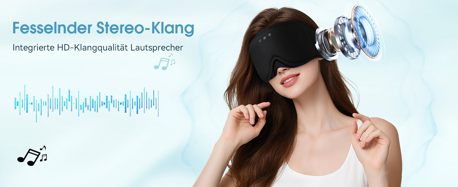 Маска для сну з Bluetooth навушниками LOVE EYE 3D для зручного сну на боці, бамбукова, чорна