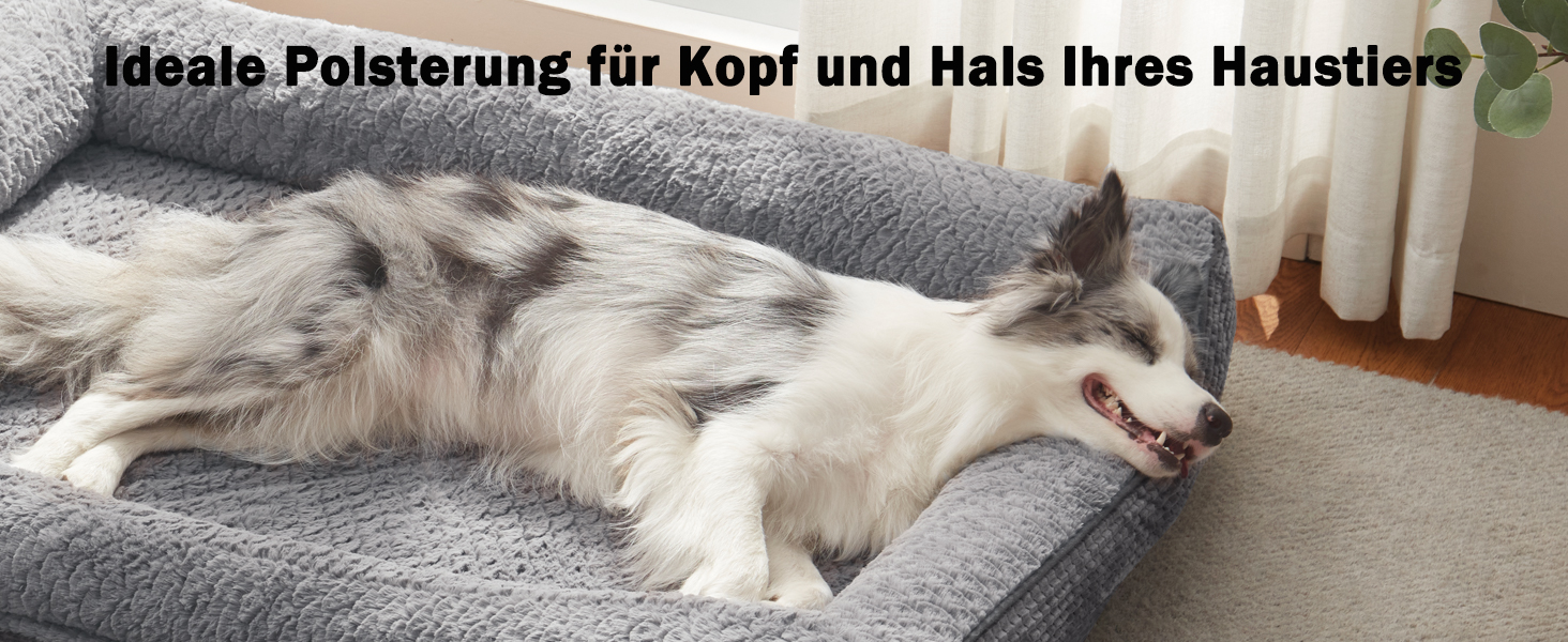 Ортопедичне ліжко для собак середніх та великих порід FURTIME, з memory foam, сіре, 89x64x18 см