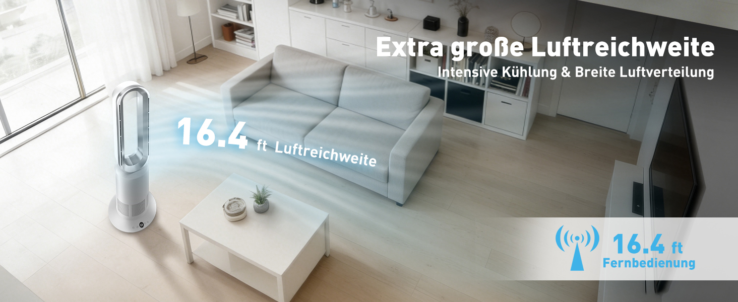 Безлопатевий вентилятор-нагрівач TP18Pro 2-в-1: 10 режимів охолодження, 3 - обігріву, пульт та сенсорне керування, тихий DC-двигун