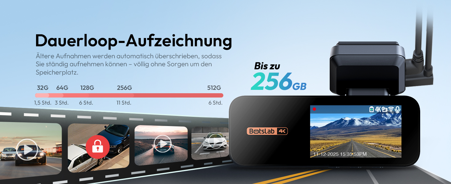 Автомобільний відеореєстратор BOTSLAB G980H 4K Dual (передній та задній), GPS, WiFi, ADAS, нічна зйомка, кут 170°, IPS дисплей 2.45