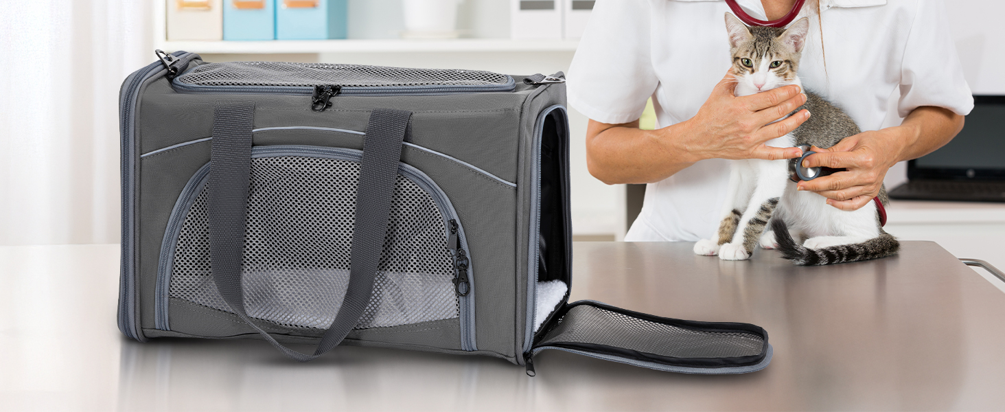Транспортна сумка Petsfit для котів та собак | Авіапереліт, авто, поїзд | Сіра, Small