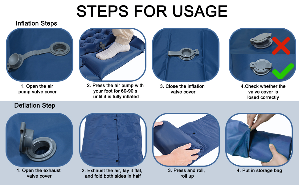 Каремат туристичний самонадувний TECHSHARE, посилений, для кемпінгу та відпочинку на природі, з насосом, блакитний