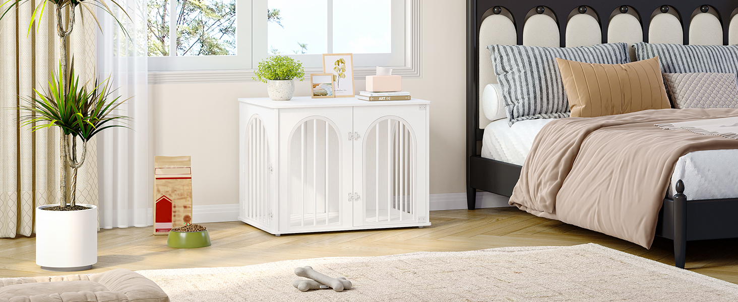 Сучасна переносна собача будка-стіл Hzuaneri DFC85101B, 80x56x61 см, 3 двері, для дому