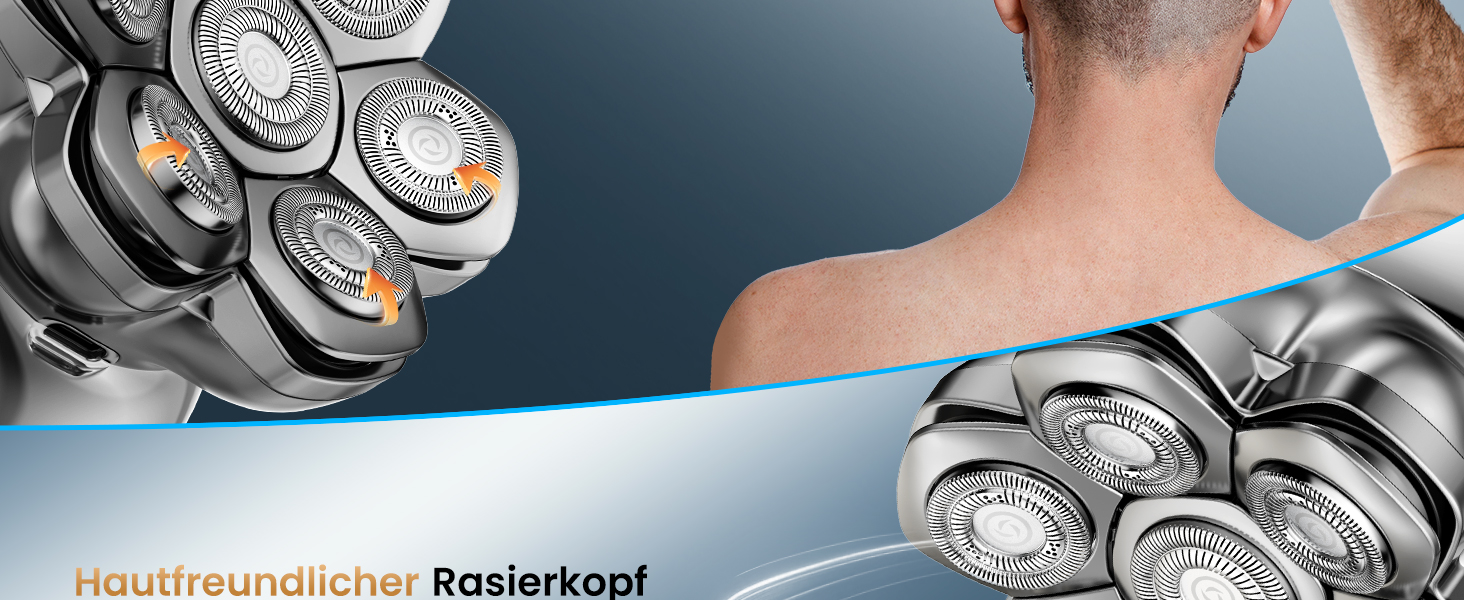 Машинка для гоління голови 7D PRO MAXGROOM IPX6, срібляста, акумуляторна (1400mAh), 8800 об/хв, для чоловіків