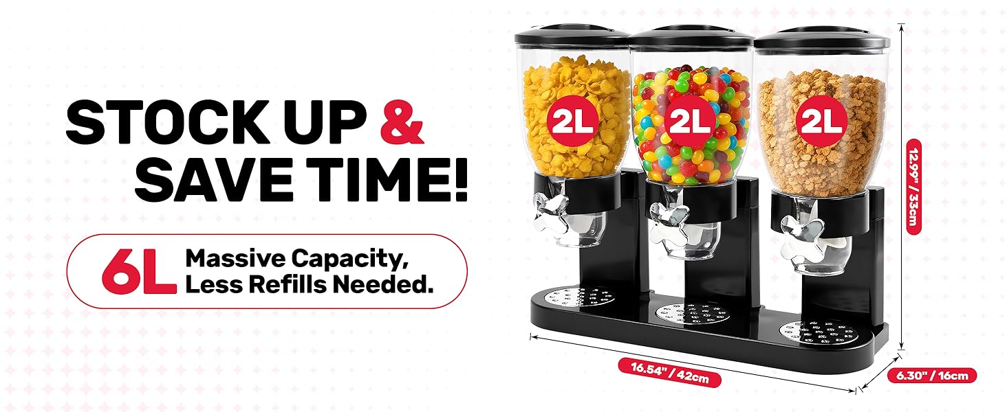 Набір контейнерів для зберігання круп та сухофруктів Sinceroduct (3 шт, 6л, чорний)