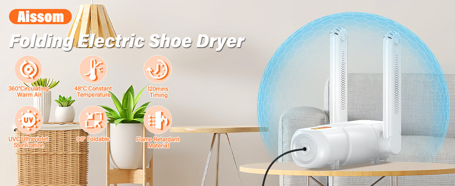 Електричний сушильник для взуття та черевиків з таймером 120 хв, UV-підсвічуванням, чорний