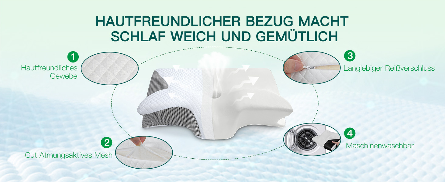 Ергономічна подушка для шиї та голови 2 в 1 з ефектом пам'яті Memory Foam, сіра (60x40x12/14 см)