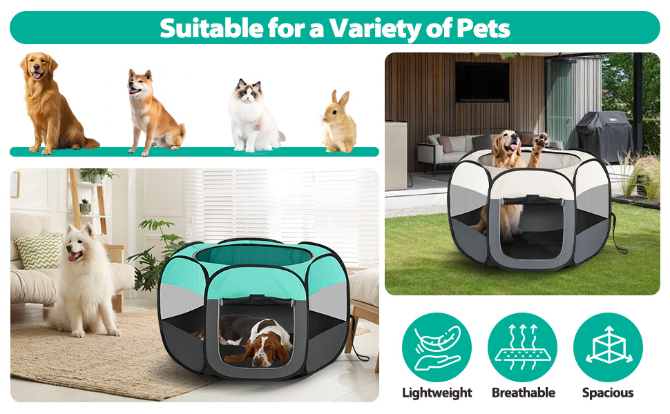 Клітка-забіг для цуценят та собак, розкладний вольєр для собак, котів та дрібних тварин, вольєр для тварин, клітка-забіг, водовідштовхуюче полотно Oxford з сумкою для перенесення для внутрішнього та зовнішнього використання, кемпінгу (Білий, M(85x85x58cm), 6) Білий 6 M(85x85x58cm)