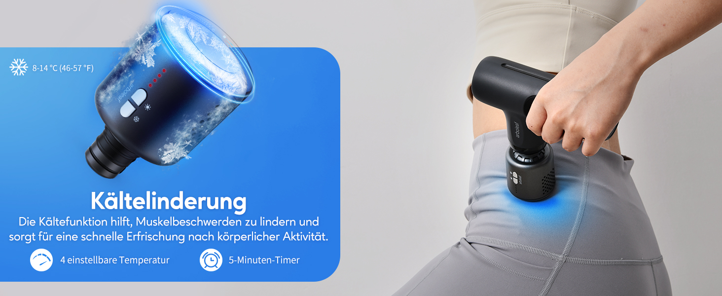 Масажер для тіла Arboleaf Mini Massage Gun: 5 швидкостей, 4 насадки, 3200 U/Min, для дому, фітнесу та подорожей (Чорний з підігрівом)