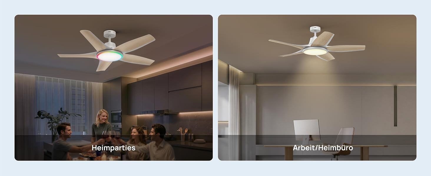 DREO Стельовий вентилятор з LED підсвіткою 132 см, диммування, RGB, DC мотор, управління через додаток та Alexa, білий