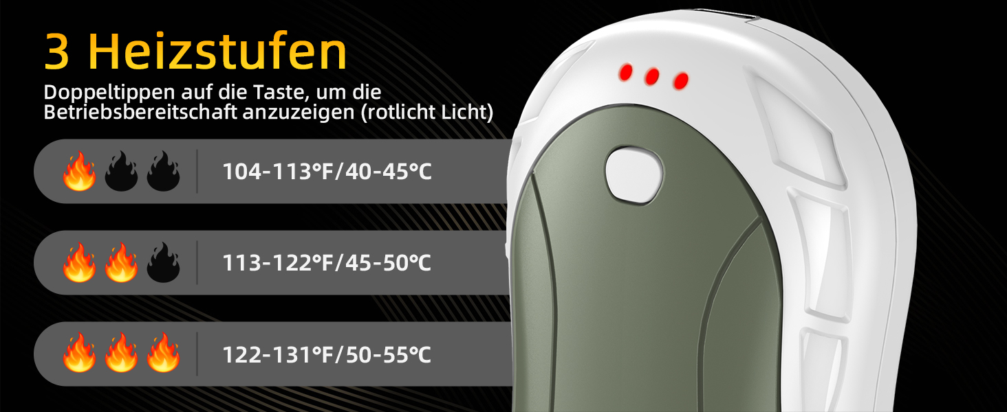 Електричні грілки для рук 2 шт. FANDLISS, портативні, акумуляторні, 6000mAh, до 12 годин роботи, USB, для кемпінгу, полювання, гольфу, білий/зелений