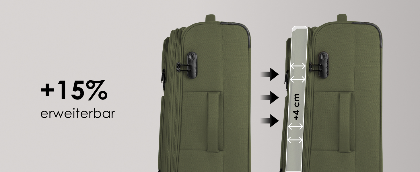 Набір валіз SMARTBOX 3 шт. для жінок та чоловіків | Легкі та міцні валізи-ролери, високоякісний softcase, 4 колеса та кодовий замок | Розширювані з деhnfalten (Edition 04) Чорний