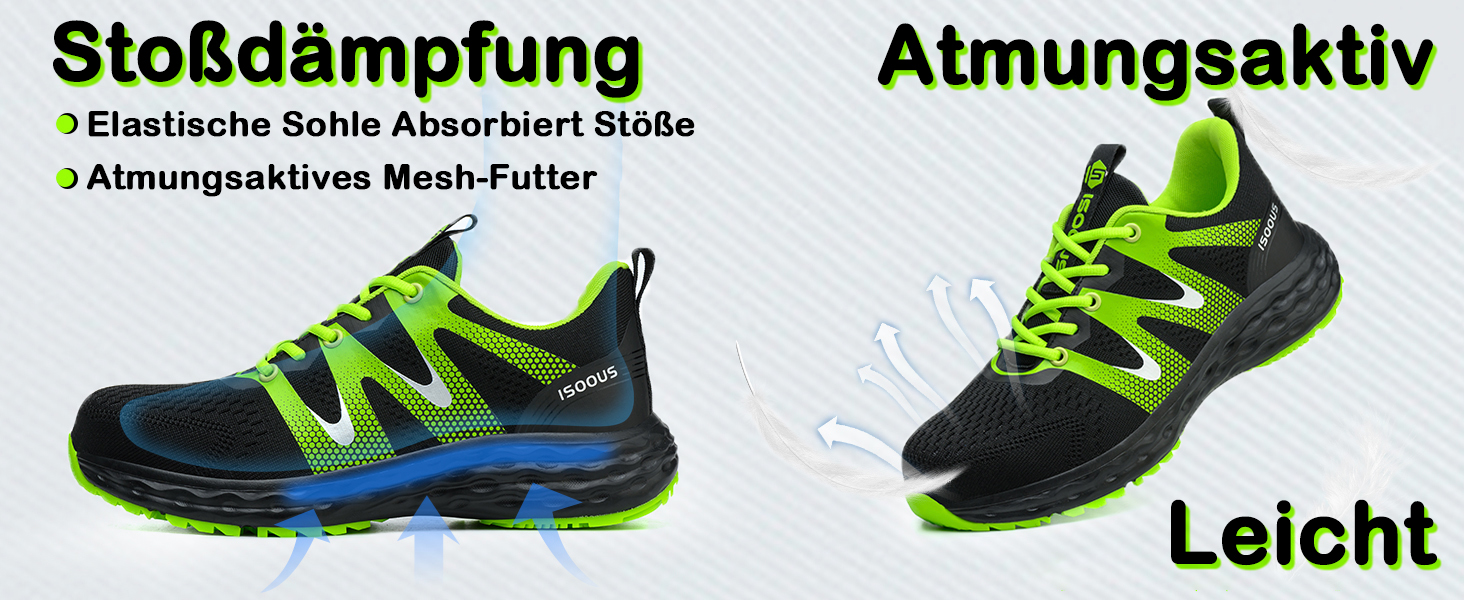 Черевики робочі ISOOUS для чоловіків та жінок, захисні черевики зі сталевим підноском, спортивні, червоні, антиковзаючі, дихаючі, 43 EU