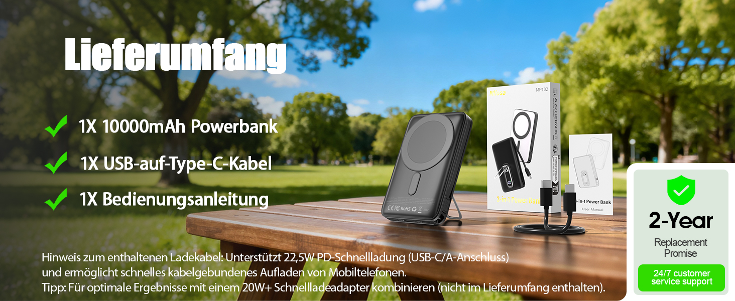 Power Bank Magsafe на iPhone 10000mAh 22.5W з кабелем USB-C, бездротова зарядка, рожевий