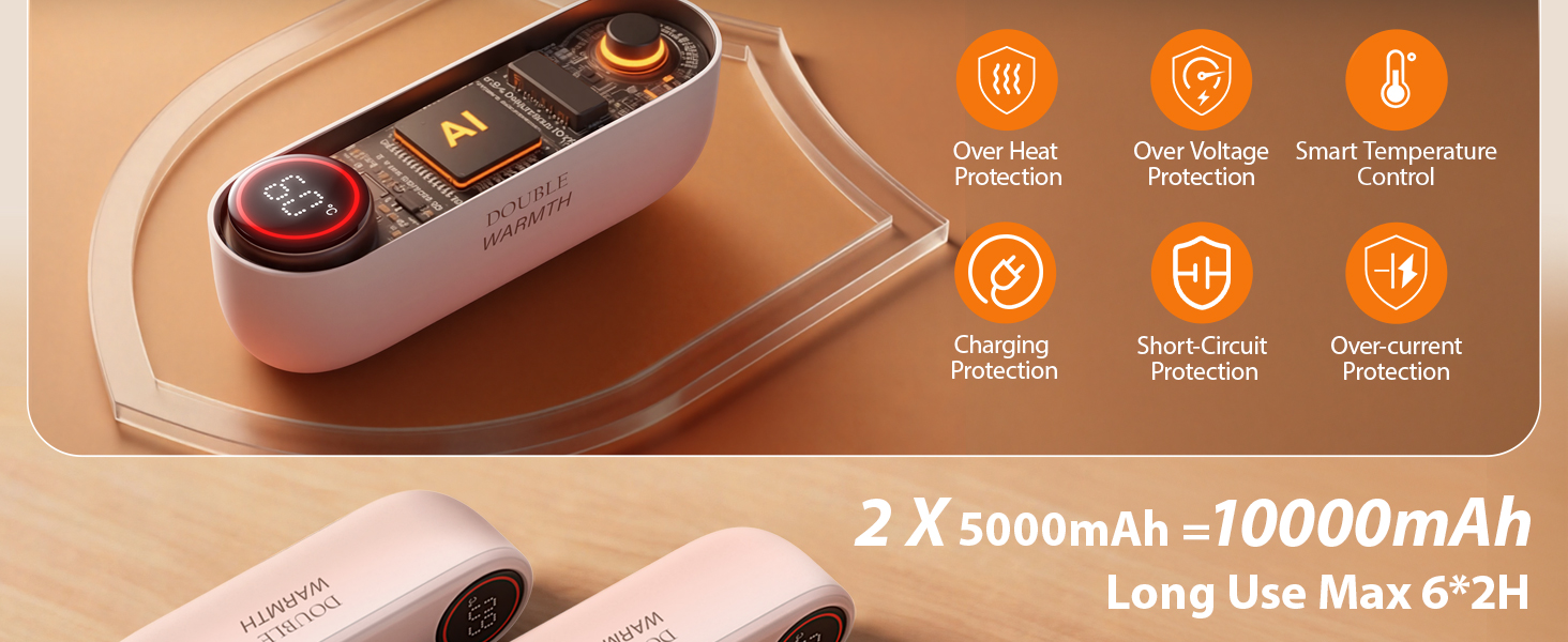 Електричний грієчка для рук SUPPOU з LED-ліхтариком, 5000mAh, 2 шт. - для активного відпочинку та спорту