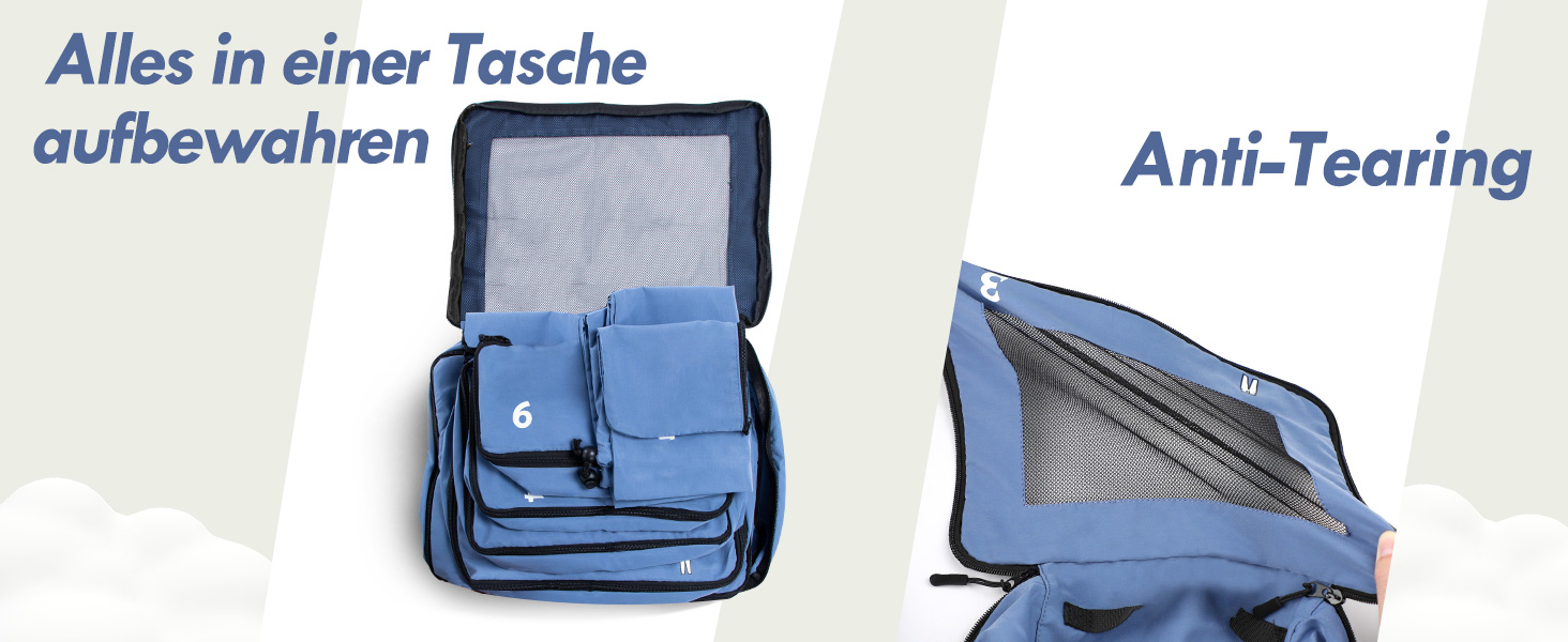 Органайзери для валізи, набір 8 шт. - Packing Cubes для подорожей, валізи та рюкзака (блакитний)