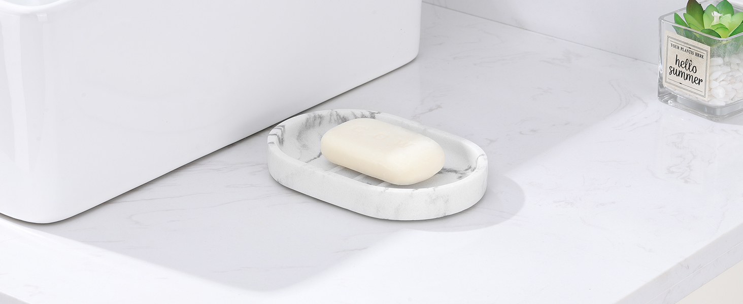 Підставка для мила Luxspire з кераміки, антиковзаюча, білий мармур, для ванної кімнати, душу та кухні