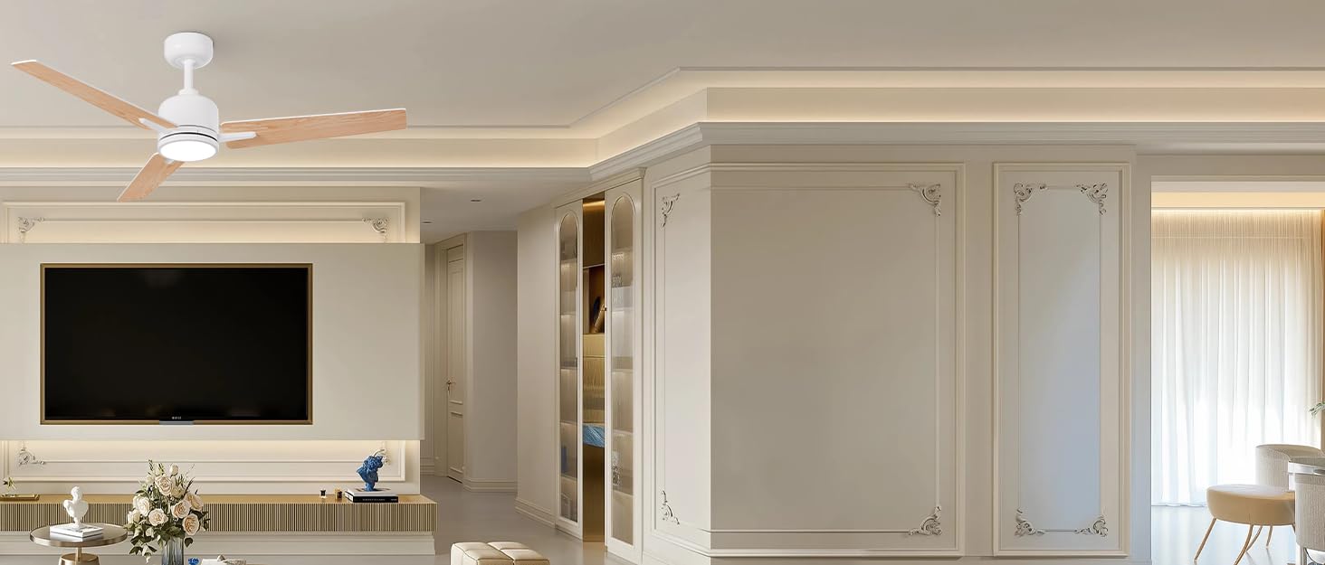 Deckenventilлятор Newday з підсвіткою та пультом керування, 122 см, дерев'яний, з DC мотором, для спальні/вітальні