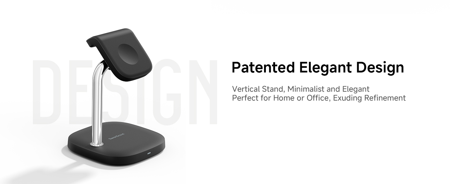 Зарядний пристрій для Apple Watch SwanScout 505A (Чорний): сумісний з Ultra 3, SE 3, Series 10, 9, 8, 7, 6, 5, 4, 3, 2, SE 2, 5W, бездротовий, регульований кут