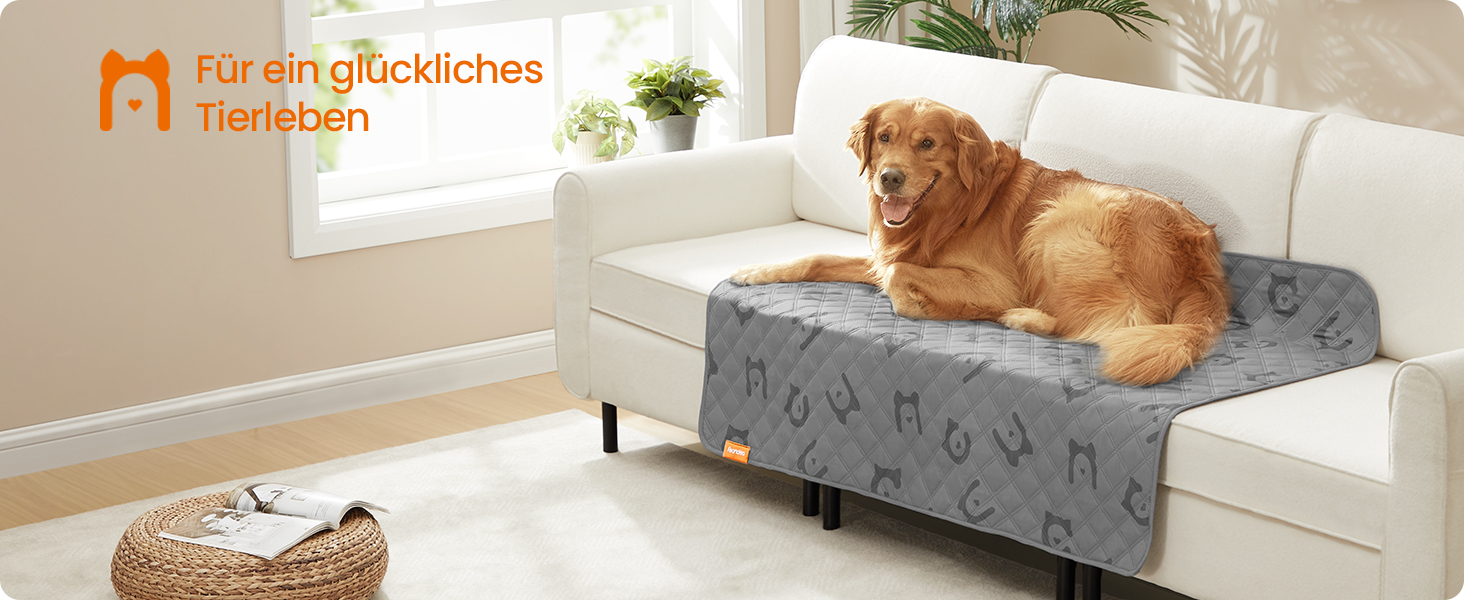 Водонепроникний килимок для собак Feandrea, 178 x 76 см, захист для авто, диванів, машинне прання, антиковзаюча підкладка, стеганий дизайн, тауновий (PPB025G01)