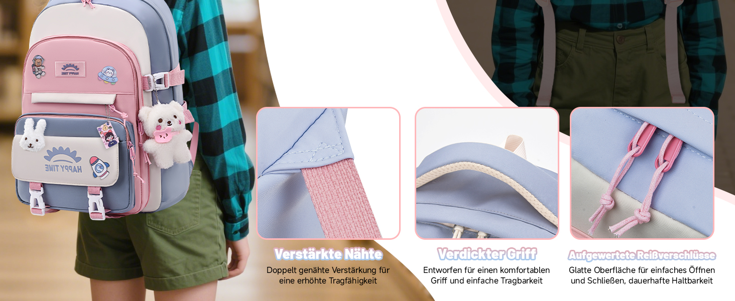 Шкільний рюкзак Tanou для дівчаток, 20 літрів, водонепроникний, для 3-7 класів, блакитний