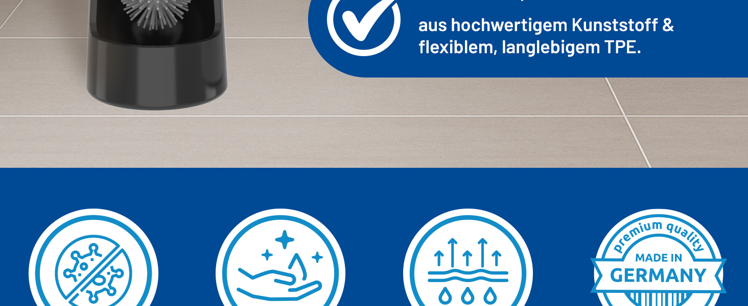 Набір для туалету Rival Recycling з щіткою для обідка – ергономічна ручка з переробленого матеріалу, для швидкого та ретельного очищення, з тримачем (антрацит, Meiler)