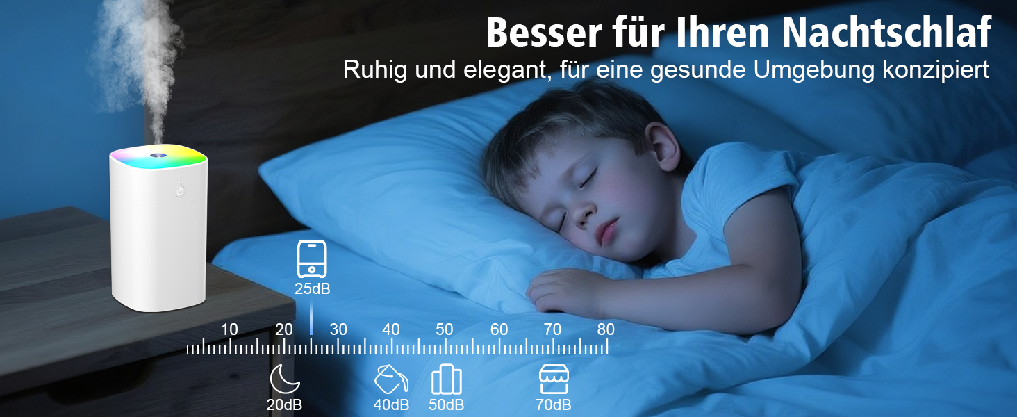 Портативний міні-увлажнитель повітря для спальні, 400 мл аромадифузор для дому, особистий настільний зволожувач для рослин, аромадифузор для дому, 2 режими, нічник, автоматичне вимкнення, чорний