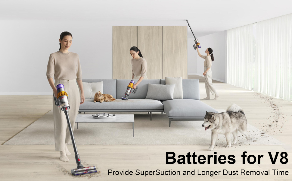 Замінний акумулятор 6800 mAh для пилососів Dyson V8 + 2 фільтри (сумісний з SV10 V8 Absolute)