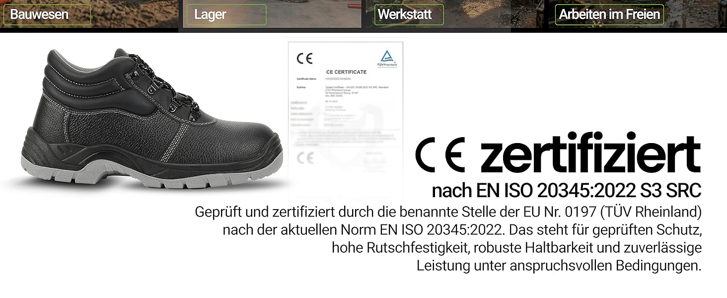 Черевики робочі AirGearPro S3 SRC для чоловіків – сталевий підносок, захист від проколів, неслизька підошва, водонепроникні та дихаючі, 41 EU