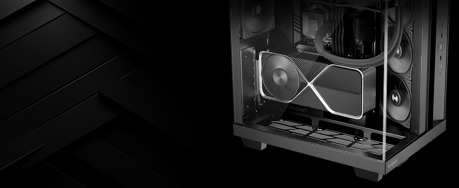 Корпус для ПК be quiet! Light Base 500 Black з повністю прозорими передньою та бічною панелями, Show Case, Dual Chamber Design, 4 вентилятори Pure Wings 3 PWM, без RGB, роз’єми на задній панелі