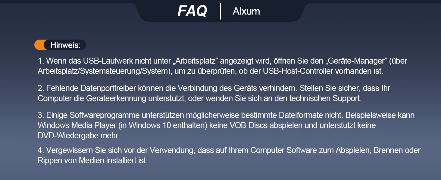 Зовнішній DVD-привід Alxum USB-C 3.0 та USB: CD/DVD плеєр і записувач для ноутбука з картридером SD/TF та додатковим USB-портом, Plug & Play, чорний