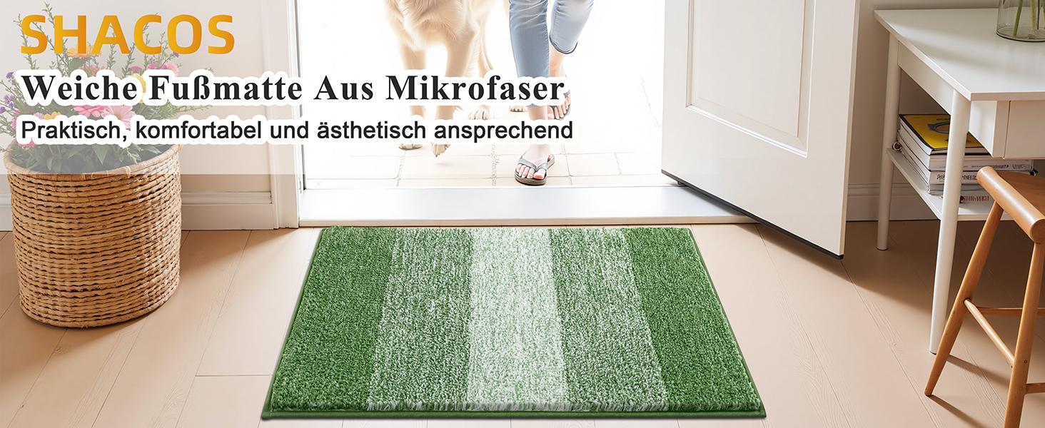 Килимок для дому та ванної кімнати SHACOS, 80 x 120 см, зелений. Антиковзка, швидковисихаюча, для входу та ванної кімнати