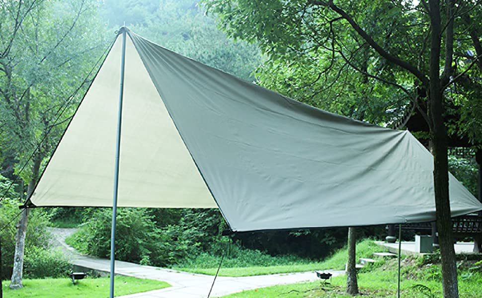 Тент Azarxis для гамака з захистом від сонця UPF 50+, водонепроникний, легкий, хакі, 3м x 4м