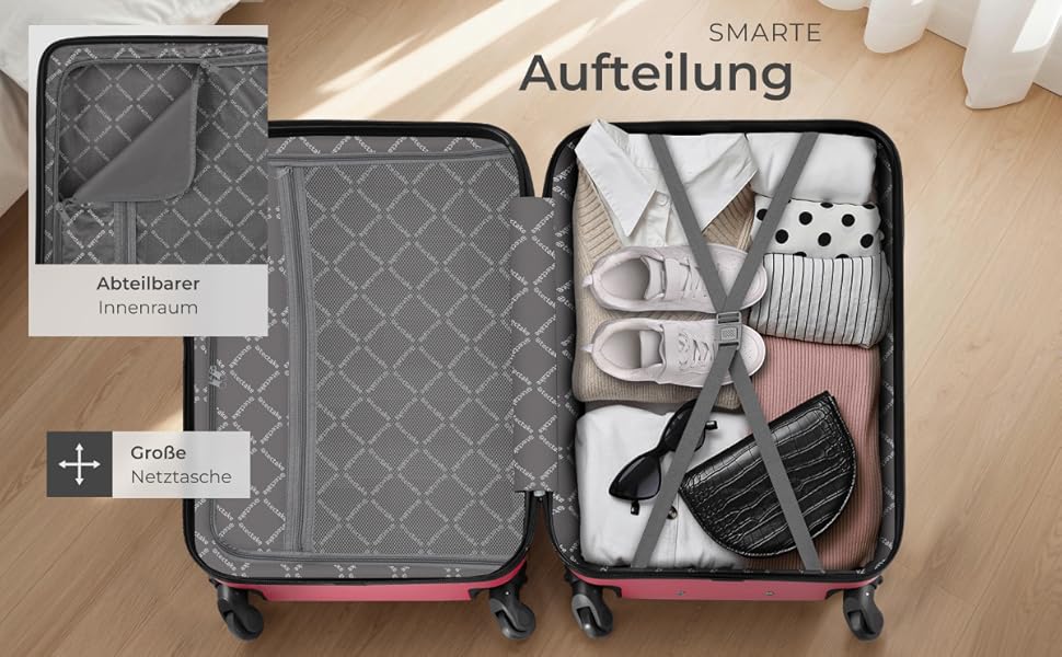 Набір валіз Tectake® 4 шт. з TSA замком, жорсткий корпус, телескопічна ручка, 4 колеса, 360° обертання, зелений (вишневий)