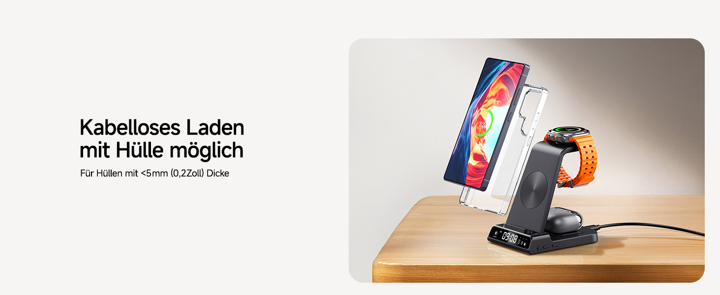 Бездротова зарядка 3-в-1 для Samsung Galaxy S25 Ultra, Watch 8/Ultra/7/6, Buds 3/3 Pro. Чорний колір