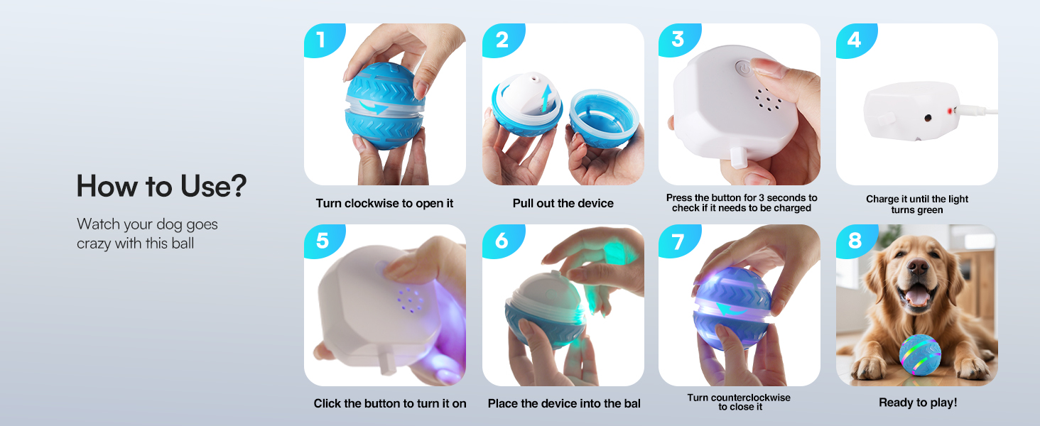 Інтерактивна LED-куля для собак ALL FOR PAWS: активна гра з підсвічуванням, USB-зарядка, для розваг та руху