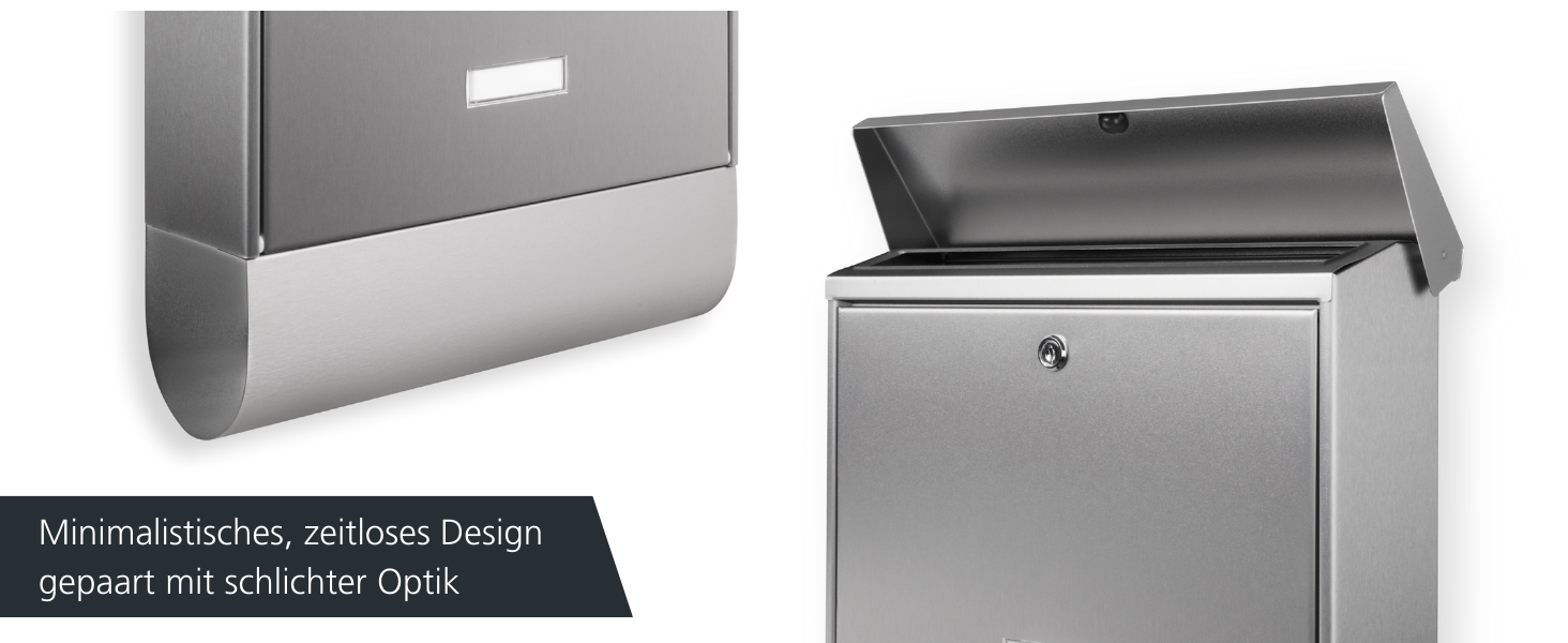 Поштова скринька Burg-Wächter з газетницею та табличкою для імені, нержавіюча сталь, формат DIN C4, 2 ключі, AMZ 2500 NI