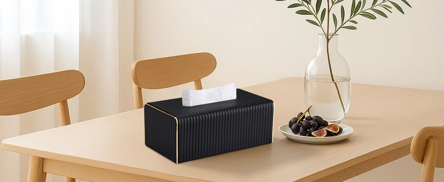 Стильна тканинна коробка для серветок з PU шкіри (світло-сіра в смужку)