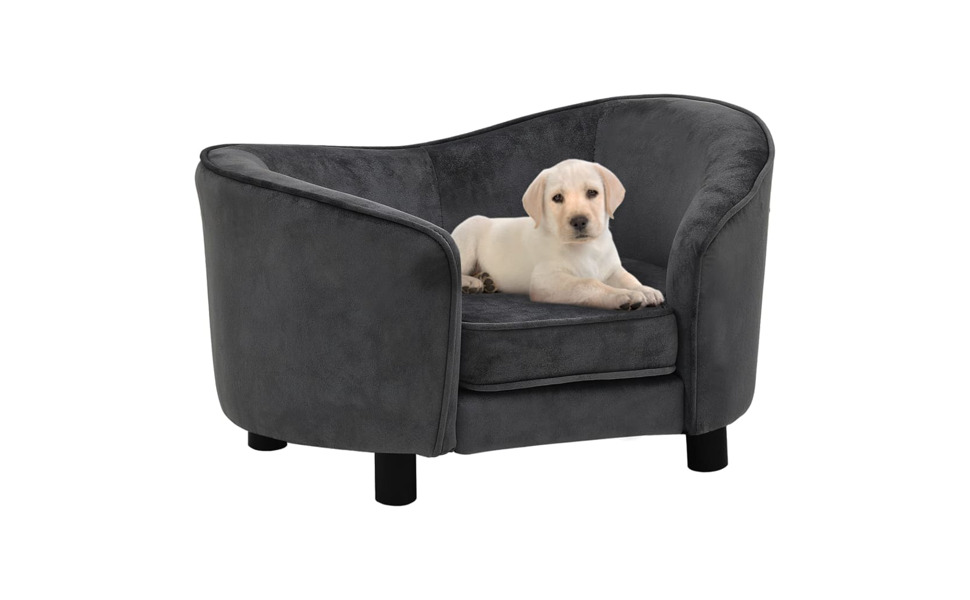 Софа для собак Dunkelgrau від vidaXL, 69x49x40 см: плюшеве ліжко та диванчик для собак та котів