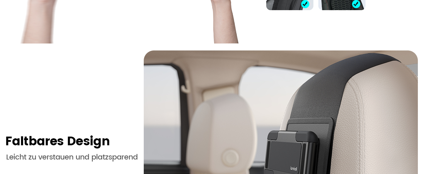 Утримувач для планшету Lamicall у автомобільну підголівник - складний, міцний кріплення для планшету, 360° обертання. Підходить для iPad, Samsung Tab, 6.1-13 дюймів