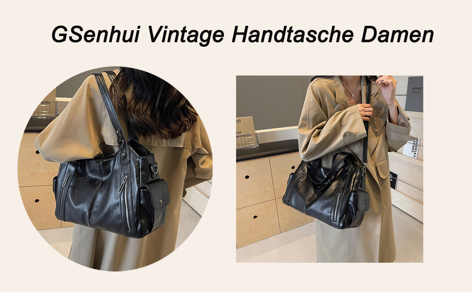 Сумка жіноча GSenhui вінтажна міська велика шопер з PU-шкіри, чорна, для подорожей, стиль панк