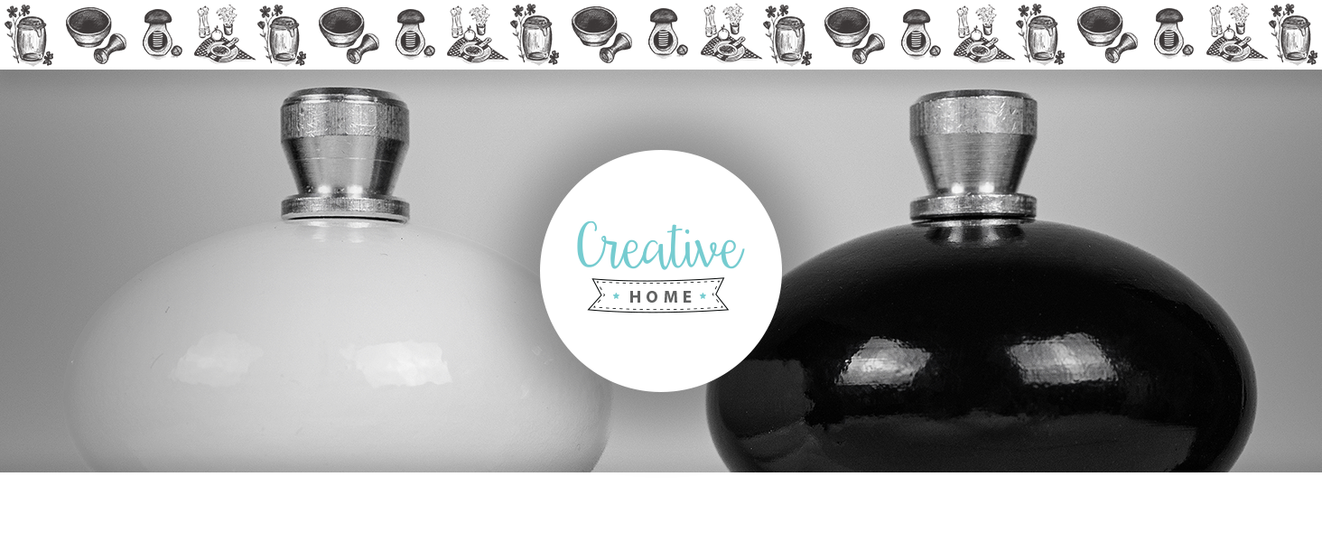 Набір дерев'яних млинів для солі та перцю Creative Home, білий і чорний, 18 см, ручний механізм, з міні-совочком – ідеально для кухні