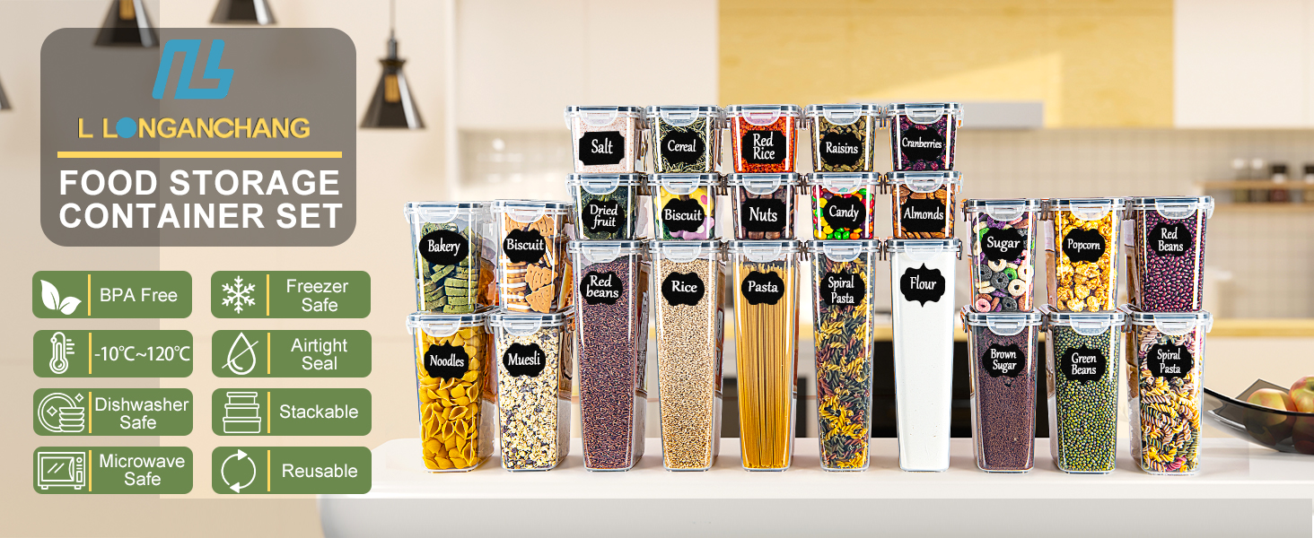 Набір контейнерів для продуктів з кришкою, 16 шт. BPA free, герметичні, для зберігання круп, борошна, мюслі. Органайзери для кухні з етикетками