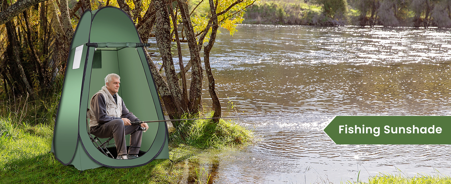 Намет для душу HOMASIS Pop up, зелений, 120x120x190 см - переносний, для кемпінгу, з кишенькою