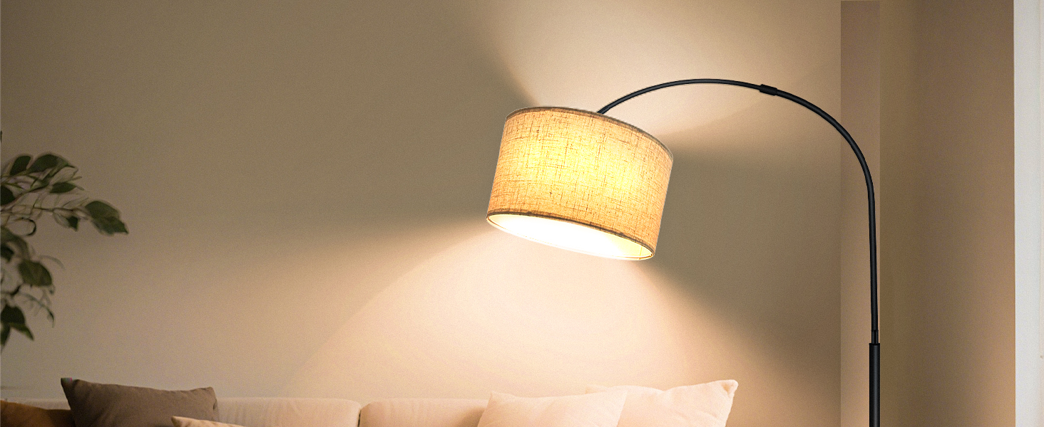 Стійка лампа для вітальні з 3 режимами кольору, 12W, LED, з абажуром з льону, вимикач на ніжці, диммер. Підходить для спальні, читання, офісу та інших приміщень.