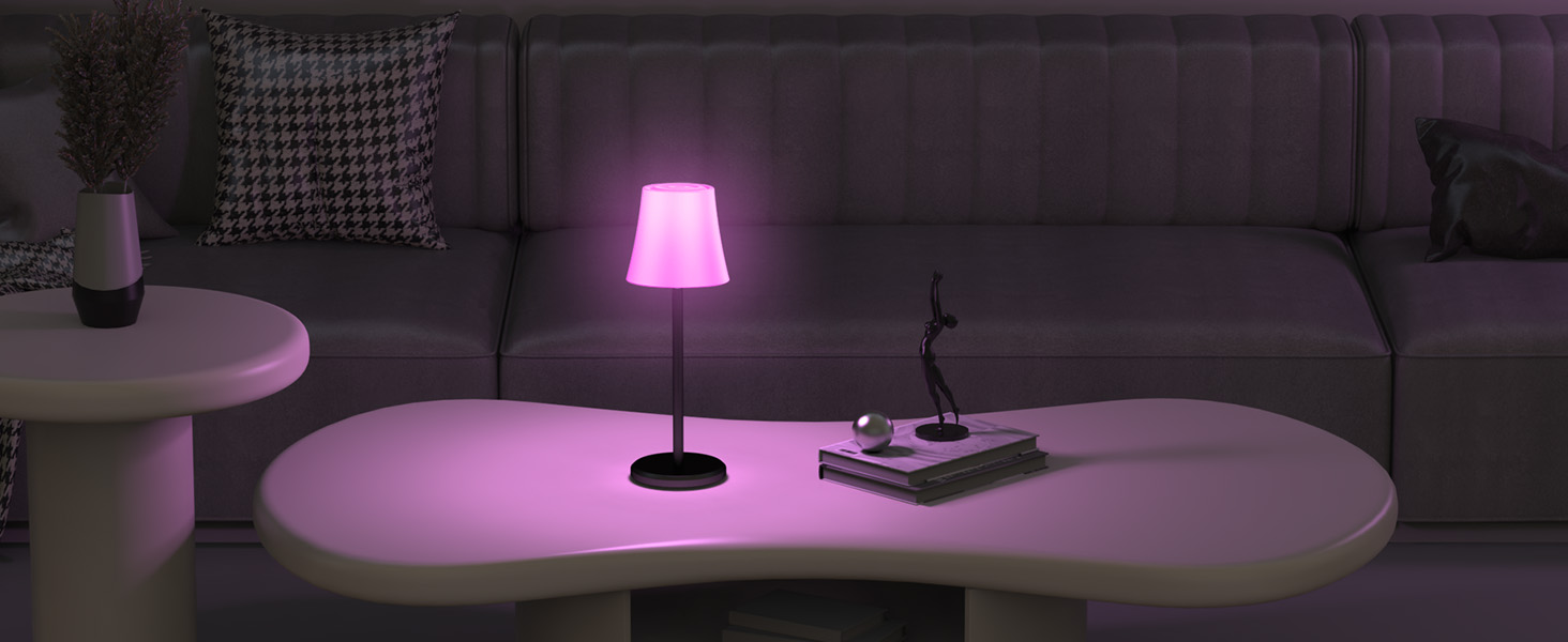 Бездротова LED лампа Suright для столу з регулюванням яскравості, 3 кольори + RGB, сенсорне керування, водонепроникність IP54, для ресторану, спальні, вечірки, кемпінгу, кав'ярні