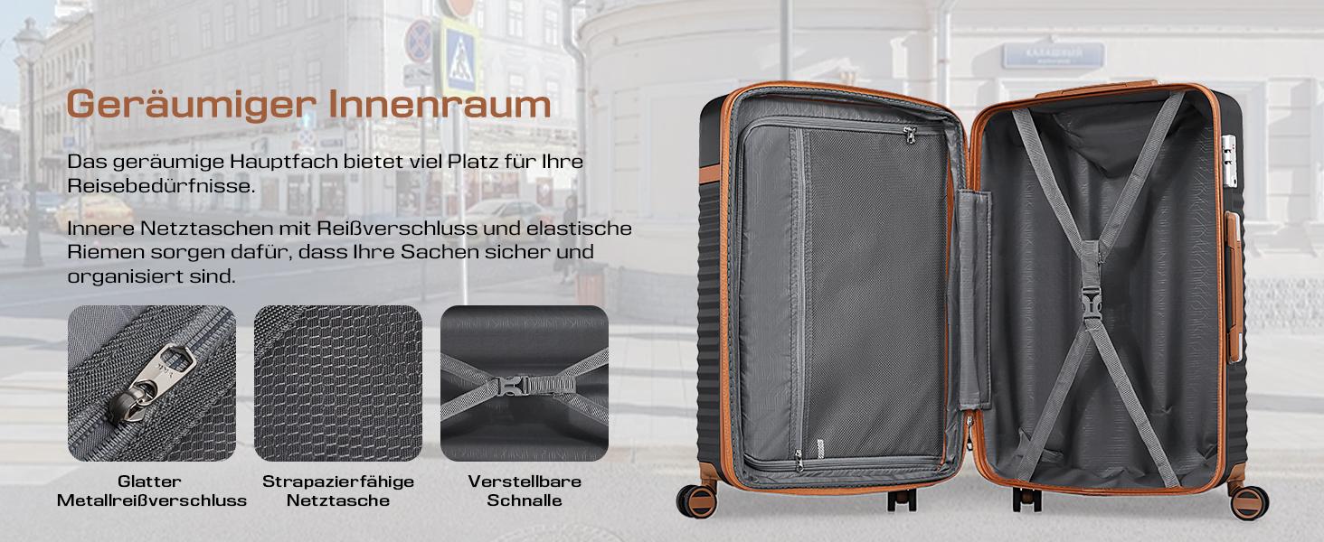 Набір валіз Joyway 5шт з ABS пластику, розширюваний, з TSA-замком. Чорний колір. Включає: валізу-троль, сумку-рюкзак та косметичку.