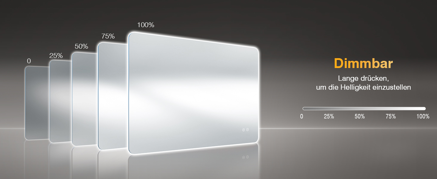 Дзеркало для ванної кімнати з підсвічуванням 50x70 см, LED, проти запотівання, 3 кольори світла, регулювання яскравості, прямокутна форма, сенсорне управління, функція пам'яті, монтаж горизонтально/вертикально (без рами, 3 кольори світла, регулювання яскравості)